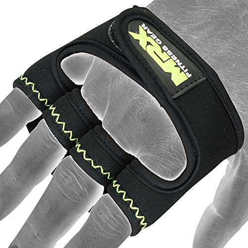 MRX Weight Lifting Gloves Grip Pads Gym Fitness Workout Training Grippy Glove Quick On Padded Palm - color: Black/Green, size: Small-Medium