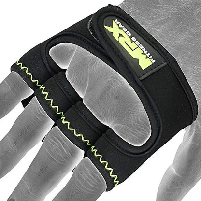 MRX Weight Lifting Gloves Grip Pads Gym Fitness Workout Training Grippy Glove Quick On Padded Palm - color: Black/Green, size: Small-Medium