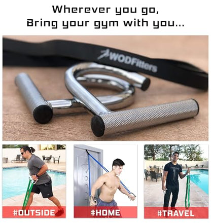 WODFitters Home Gym Handles - Portable Home Gym Workout Equipment for Resistance Bands - Full Body Workout Kit for Home and Travel - KX10 Handle Set (No Bands)