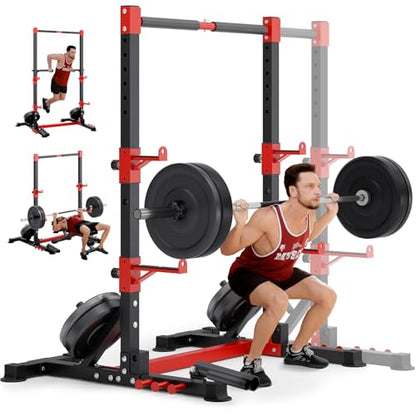 YOLEO Smith Machine & Squat Rack Combo, Multi-Functional Power Racks with Adjustable Width & Pull-Up Bar, Cable Crossover Power Cage, Independent Dual-Pulley System for Home Gym Garage Basement