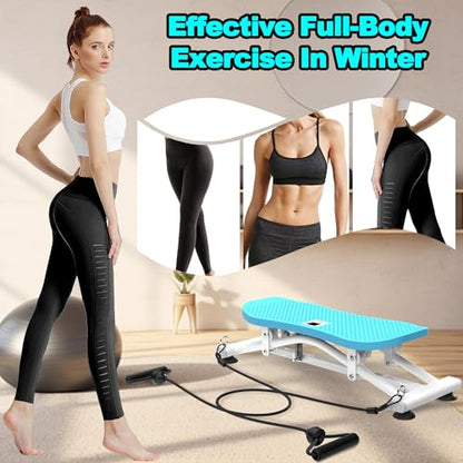 Sliding Ski Simulator with Resistance Bands, Indoor Skiing Fitness Equipment with Non-Slip Base for Home Gym, Full-Body Cardio Training Machine for Core Leg Arm Workout