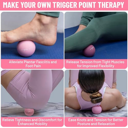 Silicone Massage Lacrosse Ball for Trigger Point Therapy, Muscle Knots, and Physical Therapy. Single Ball for Deep Tissue Massage and Myofascial Release. Latex-Free. (Pink Fusion) - color: Pink Fusion