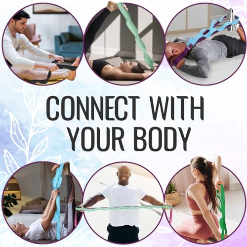 Stretching Strap with 10 Loops – Non-Elastic Yoga Strap for Physical Therapy – Stretch Band for Hamstring, Leg, Hip & Knee Rehab – Pilates, Flexibility & Mobility Exercise for Men & Women