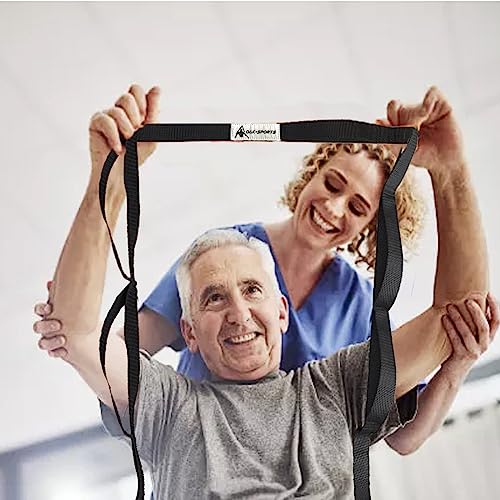 Stretching Strap Yoga Strap with Loops, Stretch Straps for Physical Therapy, Non-Elastic Exercise Strap for Pilates, Dance and Gymnastics with Workout Guide