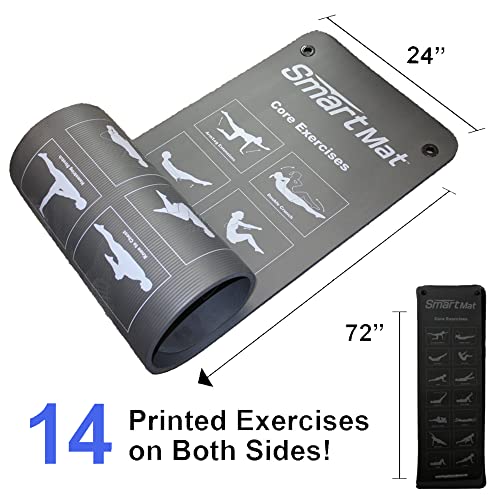Prism Fitness Extra Thick Smart Self Guided Exercise Mat with 14 Core and 14 Stretching Exercises