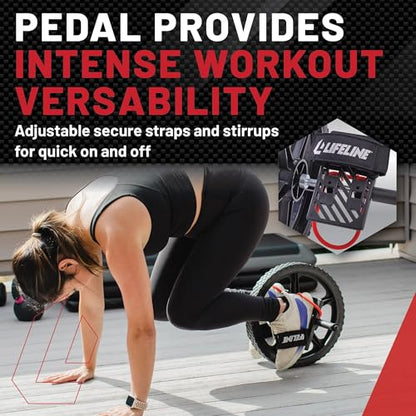 Lifeline Power Wheel for Full Body Functional Fitness - Strengthen Abs, Core, Lower & Upper Body with Foot Straps