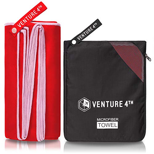 VENTURE 4TH Quick Dry Travel Towel - Fast Drying Ultra Soft Microfiber Towels - Essential for Camping, Backpacking, Yoga, Swimming, Gym, Sports and Beach - 3 Compact Sizes