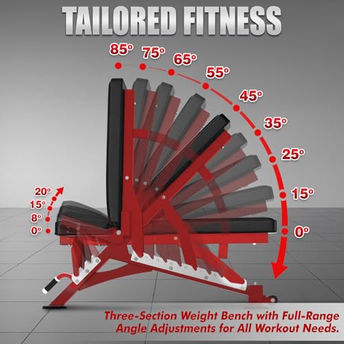 RitFit Adjustable/Foldable Utility Weight Bench for Home Gym - color: RED