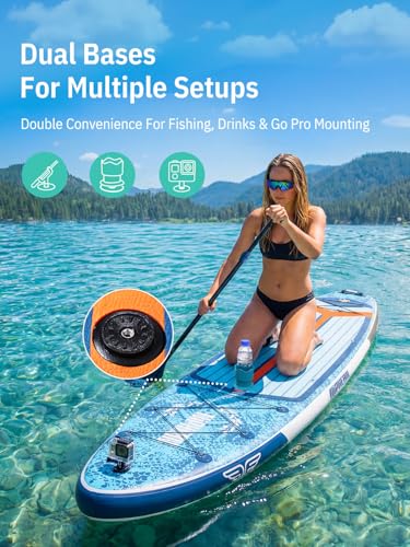 Niphean (Extra Large) Inflatable Paddle Board, SUP for 2+1 People/Family 500lbs Capacity Stand Up Paddle Board with SUP Accessories, StabilTrac Fin Non-Slip Paddleboard for Adults - color: Blue