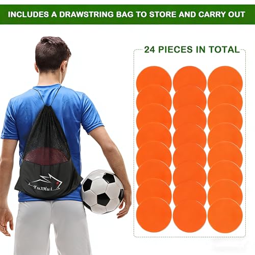 Poly Spots 4 Inch & 9 Inch Non-Slip Flat Cones Spot Markers for Gym Floor - style: Orange 24 Pcs 9inch