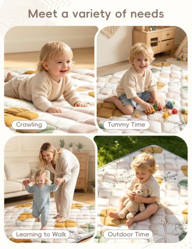 Dessports Baby Play Mat for Floor, 59x59 Thick Washable Foldable Tummy Mat - size: 59x59in