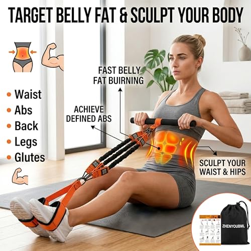 Upgraded Multifunction Pedal Resistance Band with Handle, Exercise Bands with 3 Tube Adjustable Resistance Bands, Pedal, Door Anchor and 3 Handles, for Full Body Training for Abs Arm Leg Waist Workout