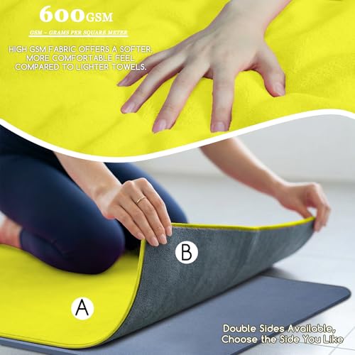 Hot Yoga Towel Set (2-Pack) – Super Absorbent, Skidless Sweat Towel for Hot Pilates, Bikram & Fitness - color: Yellow