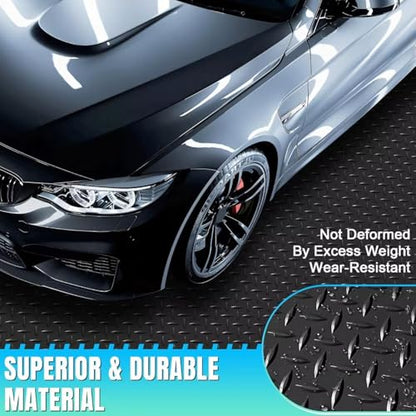 Heavy Duty Diamond-Plate Rubber Flooring Roll 4x6 FT, Multi-Purpose Waterproof Anti-Slip Floor Mat, Easy to Clean Under Equipment, Mats for Garage, Gym, Stable, Basement, Kennel - size: 4 ft x 6 ft x 0.1 in