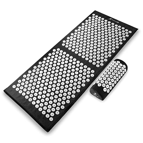 ProsourceFit Acupressure Mat and Pillow Set for Back/Neck Pain Relief and Muscle Relaxation - color: Black/White, size: XL