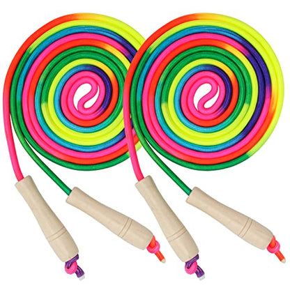 Coolrunner 16 FT Long Jump Rope(2 PACK), Double Dutch Jump Ropes, Soft Beaded Skipping for Kids Adults, Plastic Segmented Long Enough for 4-5 Jumpers - color: Rainbow
