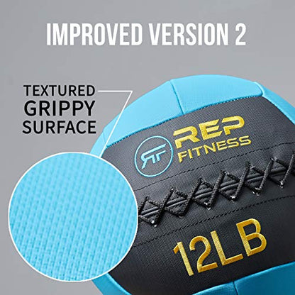 REP Weighted Slam Balls for Home Gym Fitness | 5-30 lb Soft Textured Medicine Ball Sizes | Heavy Sand-Filled Workout Weights for Strength, Core Training, Crossfit, Conditioning & Slam Ball Exercises - style: 12 lbs