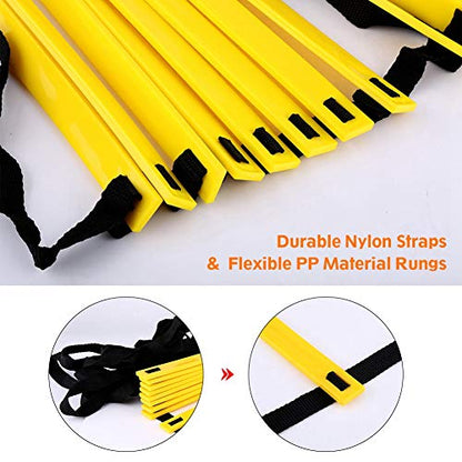 HERCHR Speed and Agility Training Equipment, 12 Adjustable Flat Rungs 6m Training Ladder with Carry Bag for Volleyball Football Soccer Basketball