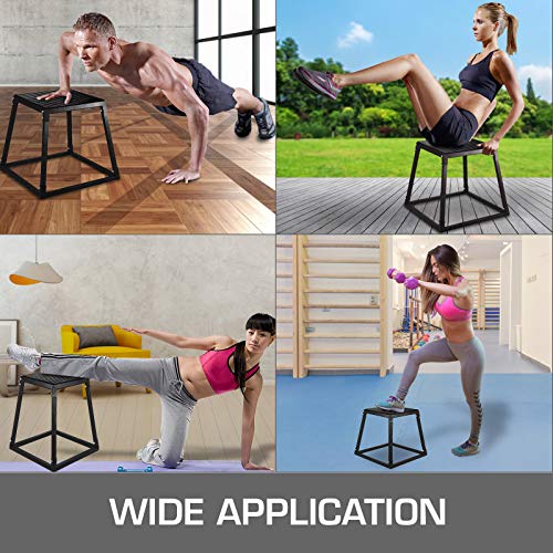 Happybuy Plyometric Platforms 4 PCS Set (6", 12", 18", 24"),Plyometric Jump Box Plyometric Training Jump Squat Box Fitness Box Set for Jump Exercise Fit Training Black