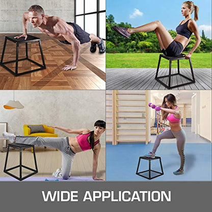 Happybuy Plyometric Platforms 4 PCS Set (6", 12", 18", 24"),Plyometric Jump Box Plyometric Training Jump Squat Box Fitness Box Set for Jump Exercise Fit Training Black