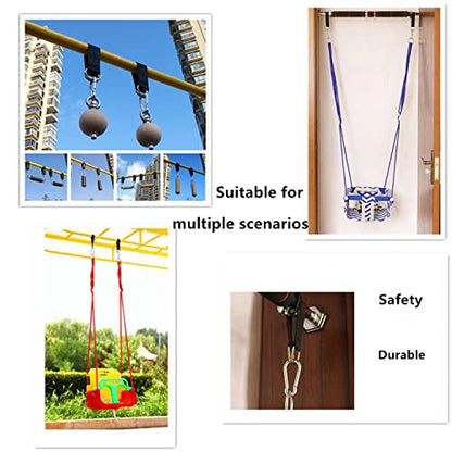 Tree Swing Straps Hanging Kit 2 Pack, Short Straps with 2 Safer Lock Snap Hook Clasps for Swing Hammocks Seat Swing Hammocks Hangers Yoga Sandbags Pulley System Home Gym