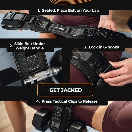 JACKED ASS BELT Premium Hip Thrust Belt + Badonka Band Protective Sleeves Premium Glute & Hip Abductor Bundle (Includes 3 Fabric Booty Bands)