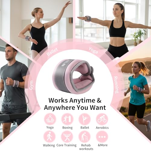 Ankle Weights for Women & Kids - 0.5LB/1LB Each Wrist/Ankle Weight Pair (1LB/2LB Total) Adjustable Arm/Leg Weights for Walking, Running, Pilates, Home Workout with Comfortable Straps (Pink) - size: 1 lbs Pair (0.5lbs Each)