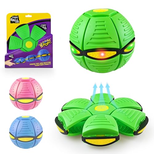 Magic Meta Ball Pop Up Bouncing Balls with 6 Light – Dual-Form Bouncy Toy Light Up Transforming Pop Up Ball for Indoor Outdoor Activities & Parent-Child Interaction Play (Green) - color: Green