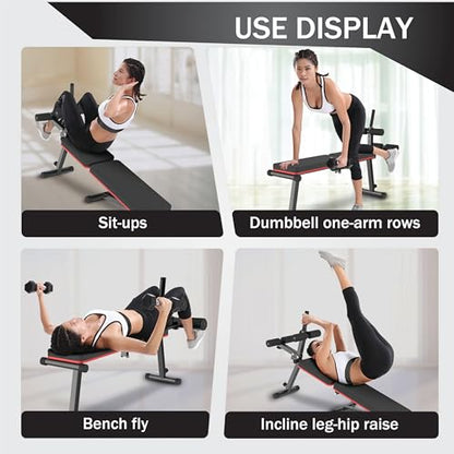 Decline & Flat Bench, Foldable, Multi-Gear Adjustment, Full Body Workout, 660 lbs/300 kgs Capacity