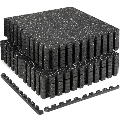 0.79in Extra-Thick 48 Sq Ft Exercise Equipment Mats, 12 Tiles Rubber Top EVA Foam Workout Mats, Interlocking Gym Flooring for Home Gym, 24 x 24in, Black & White - size: 12 Tiles (48 Sq Ft )