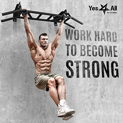 Yes4All Heavy Duty Wall Mounted Pull Up Bar – Multi-Grip Pull Up Bar Ceiling Mount / Ceiling Mount Pullup bar / Chin Up Bar for Home Gym Workout