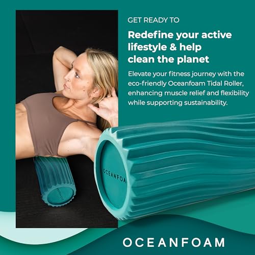 Tidal Roller - Jade - Muscle Massage Foam Roller for Back Pain & Stretching - Firm and Ergonomic Wide Wave Textured - Yoga, Athletics, & Wellness - Full Size, 20" x 5" - color: Jade