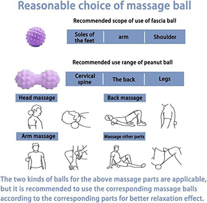 Massage Ball Set, Peanut Massage Ball Double Lacrosse Massage Roller Balls, Acupoint Myofascial Release Muscle Knot Ball, Deep Tissue Trigger Point Therapy Massage Tool for Back Neck Shoulder (Purple) - color: Purple