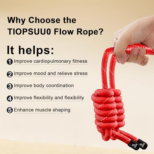 Flow Rope Exercise Jump Rope For Fitness, Working Out, Flow with 9 Ft Adjustable Double Woven Workout Rope For Men, Women, Beginners' Training – Indoor & Outdoor Cardio