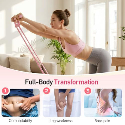 Pedal Resistance Bands with Handles, 2026 New Multifunction Tension Rope Elastic Fitness Band for Home Workout, Yoga, Stretching, Full Body Exercise for Arms, Legs, Waist - color: Pink+Purple