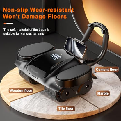 Ab Roller Wheel with Knee Mat - Abdominal Exercise Roller with Elbow Support, Automatic Rebound Abdominal Wheel, Abs Workout Equipment for Women Men