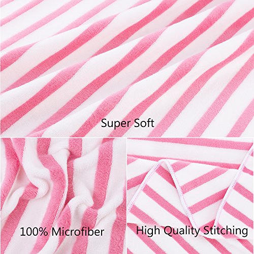 JML Microfiber Beach Towels with Hanging Loop, 27" x 55", Cabana Stripe Pink, Set of 6 - color: Stripe Pink, size: 6 Pack-27" x 55"