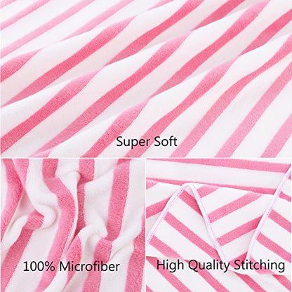JML Microfiber Beach Towels with Hanging Loop, 27" x 55", Cabana Stripe Pink, Set of 6 - color: Stripe Pink, size: 6 Pack-27" x 55"