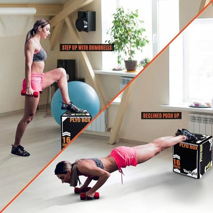 Yes4All 3-in-1 Soft-Padded Plyo Box With Wooden Core, Non-Slip Multi-Use Cushioned Plyometric Jump Box with Vinyl Cover for Jumping, Conditioning, Strength Training