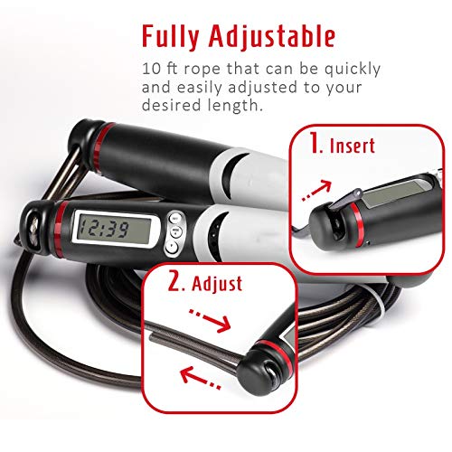 Jump Rope Digital Counter for Indoor/Outdoor Fitness Training Boxing Adjustable Calorie Skipping Rope Workout for Women,Men