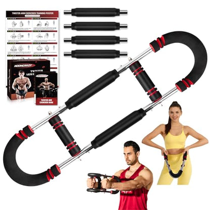 Twister Arm Trainer, 30-120 lbs Adjustable Twister Arm Chest Exerciser with 4 Spring & Poster for Men & Women, Detachable Power Twister Home Fitness Equipment for Enhancing Upper Body Muscle