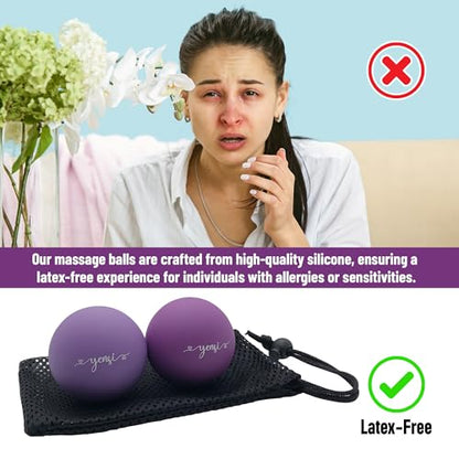Silicone Massage Lacrosse Balls for Trigger Point Therapy, Muscle Knots, and Physical Therapy. Set of 2 Balls with Carrying Bag. Latex-Free. Ideal for Deep Tissue Massage and Myofascial Release - color: Purple Haze