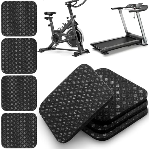 4PCS Double-Sided Non-Slip Exercise Bike Mat Treadmill Mat, 4" x 4" Anti Vibration Mat for Exercise Bike, Treadmill, Walking Pad, Exercise Equipment Mat for Home Gym Floor Protection
