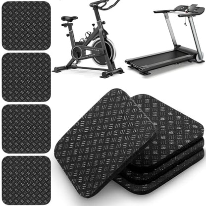 4PCS Double-Sided Non-Slip Exercise Bike Mat Treadmill Mat, 4" x 4" Anti Vibration Mat for Exercise Bike, Treadmill, Walking Pad, Exercise Equipment Mat for Home Gym Floor Protection
