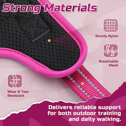 rabbitgoo Tactical Dog Harness for Medium, No Pull Military Service Vest - color: Black & Rose Red, size: Medium