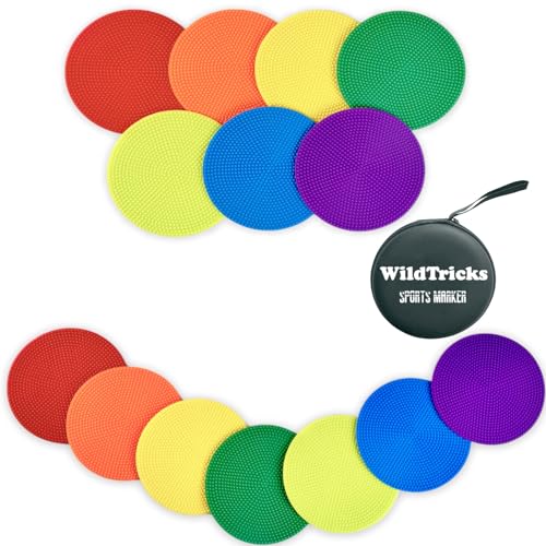 14 Pcs Non Slip Agility Markers Poly Spots, 4 inches Floor Dots Spot Markers for Gym,PE Equipment,Rubber Circles Multiple Color Sports Markers - style: 14Pcs 4 inches +Storage Package