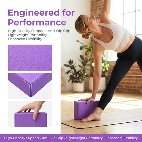 Toyvian Yoga Block High Density Eva Non-Slip Pilates Brick for Stretching Balance and Flexibility Lightweight Exercise Aid for Yoga and Pilates 8.97 X 5.98 X 2.99 in Purple