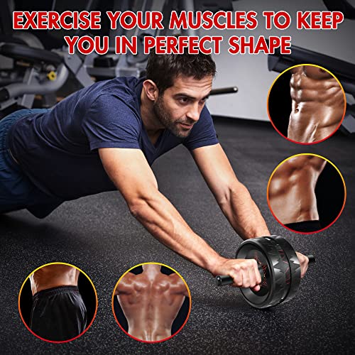 Home Gym Workout Set – Doorway Pull Up Bar No Screws & Ab Roller Wheel with Knee Pad, Full Body Strength Training Equipment for Core, Abs, Arms & Upper Body, Portable Fitness Kit for Home & Travel