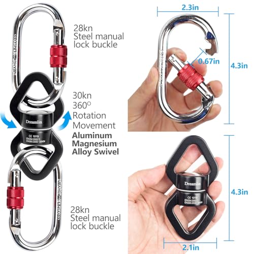 Aerial Silks Hardware Kit 30 KN Swing Swivel Aerial Yoga Hammock Rigging Aluminum Swivel Aerial Hoop Lyra Rotational Device Hanging Accessory - color: Black set 1