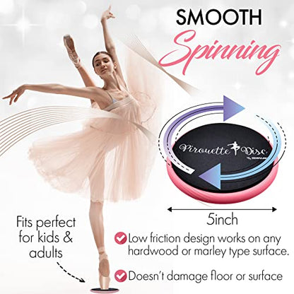 Ballet Pirouette Disc for Dancers - Portable Turn Disc for Dancing on Releve, Gymnastics and Ice Skaters - for Better Pirouette Technique, Releve, Turns and Dance Spinning